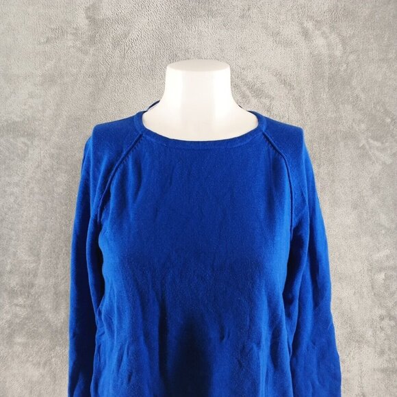 NWT KAREN SCOTT Basic Fall Raglan Sweater Petite MEDIUM Blue 100% Cotton - Picture 2 of 13